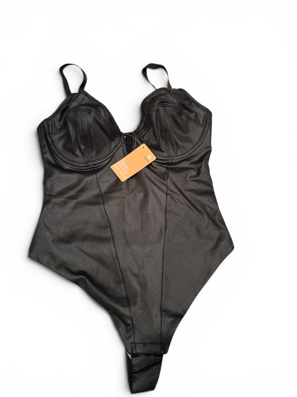Popilush Black Underwire Thong Shapewear Bodysuit